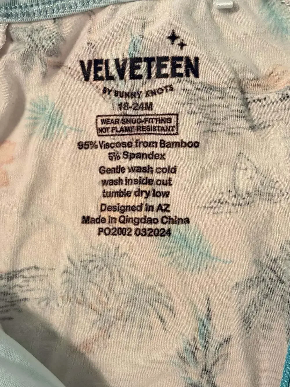 Velveteen by Bunny Knots Bamboo Zip Sleeper Pajamas Tropical Beach Print 18-24M